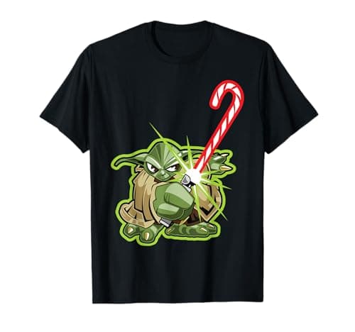 Image of Star Wars Christmas Candy Cane Yoda T-Shirt