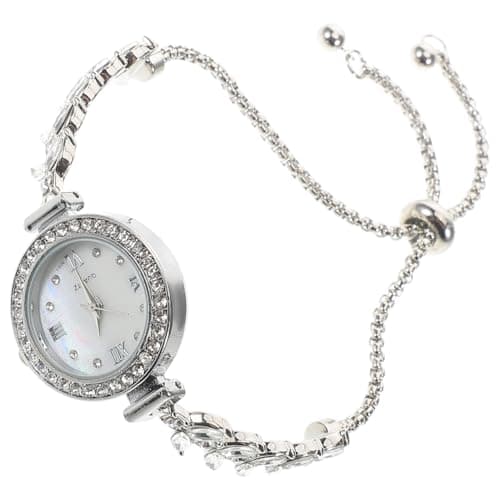 Image of Abaodam Women Quartz Watch with Rhinestones Ladies Crystal Wrist Watch - Bracelet Mermaid Design Round Dial Analog Clock - Elegant Silver Bracelet for Casual Formal