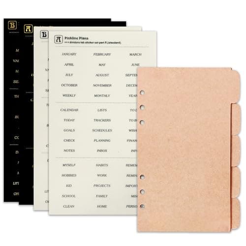 Image of Zelten Paper Binder Index Dividers with 4 Sheets Tab Stickers for Personal Organizer (Paper Kraft 5-Tab, A6/6 Hole)
