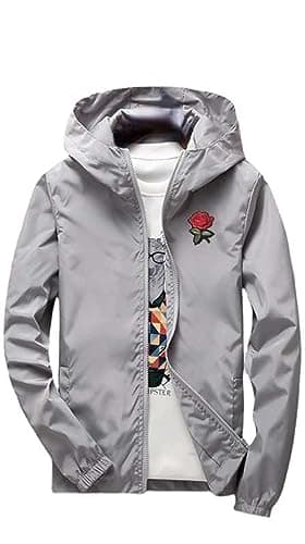 Image of QREXVOG Men's Track Jackets Embroidered Jacket Outdoor Windbreaker Zip Up Jacket Hoodie Golf Coat