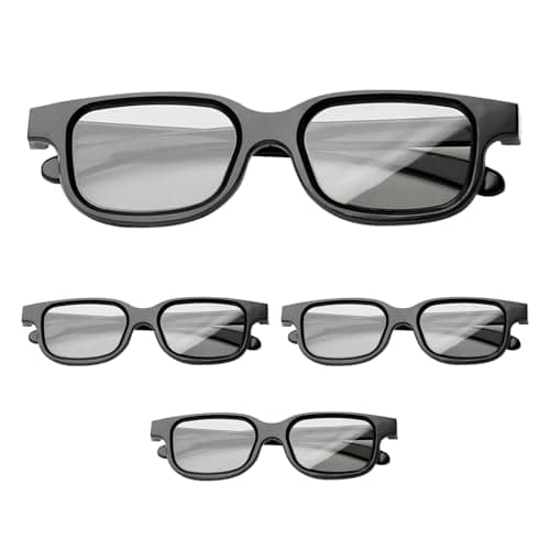 Image of KinetiCore 4 Pack Universal 3D Glasses, Passive Polarized RealD Cinema Glasses for Adults & Kids, Black 3D TV Glasses for Home Cinema, Theater Movies, 3D Games & Anaglyph Photos