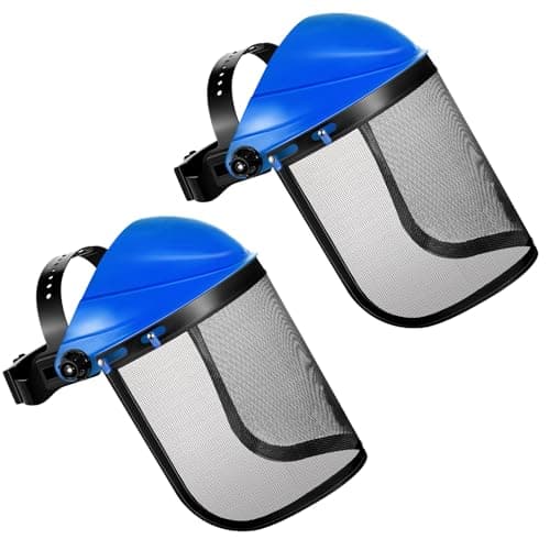 Image of Hestya 2 Pcs Safety Face Shield Adjustable Safety Helmet with Visor Chainsaw Helmet Strimmer Face Protection Shield Forestry Hat for Gardening Logging Lawn(Blue)