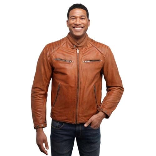 Image of Helstons Rocket Motorcycle Leather Jacket, light brown, 2XL