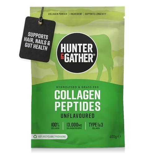 Image of Hunter & Gather Grass Fed Bovine Collagen Powder 400g | 100% Unflavoured Hydrolysed Collagen Peptides | Hair, Skin, Nails & Gut Health | Type 1 & 3 Collagen I High Protein Supplements for Women & Men