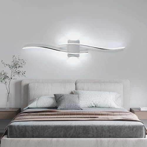Image of DELIPOP Indoor LED Long Wall Lights 27W, Modern Design Linear Wall Light Aluminum, Wall Mounted Background Lamp for Bedroom Living Room Hallway Stairs