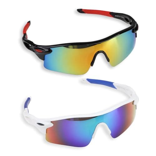 Image of teasteam 2 Pack Kids Sunglasses for Boys Girls, UV 400 Teens Childrens Sunglasses, Fashionable Sports Glasses Ski Goggles for Cycling Running Baseball Golf - Lightweight Protection Eyewear