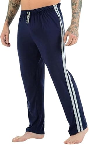 Image of COSHAL® Lounge Pants for Men's with Side Stripes Joggers Track Pant's Casual Sweat Trousers Mens Tracksuit Drawstring Waist, Casual Tracksuit Pants Navy, M