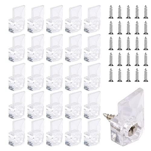 Image of Mirror Holder Clips Pack, 25Sets Mirror Mounting Clips Kit, Glass Mirror Frame Retainer Clips Mirror Brackets Mirror Hanger Clips for Frameless Mirror, Mirror Hanging Hardware with Screw for Wall Door