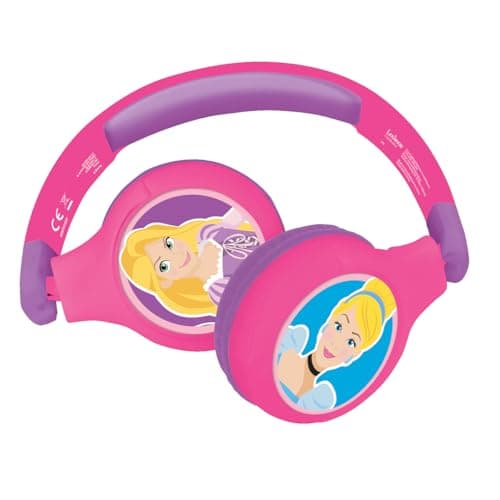 Image of LEXIBOOK Disney Princess 2-in-1 Bluetooth Headphones for Kids - Stereo Wireless Wired, Kids safe, Foldable, Adjustable, HPBT010DPLXB