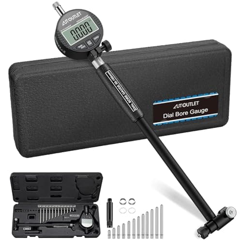 Image of AUTOUTLET Digital Dial Bore Gauge Set 50-160mm (2-6in) Range, 0.01mm Dial Indicator Internal Diameter Measuring Tool with 12 Interchangeable Heads & ABS Case for Engine Cylinder, CNC, Automotive