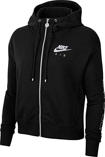 Image of Nike W Nsw Air Hoodie Fz Flc Bb Sweatshirt - Black/(Ice Silver), X-Small