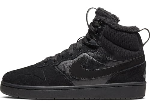 Image of Nike Court Borough Mid 2 Boot Bg, Boy's Sneaker, Black/Black/Black, 5 UK (38 EU)