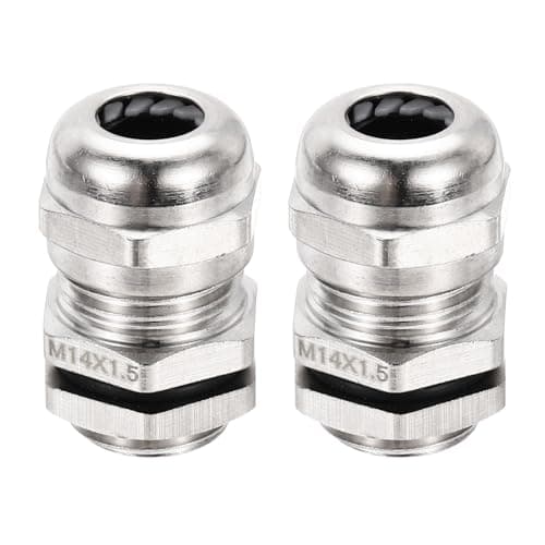 Image of PATIKIL Waterproof Electrical Cable Glands, M14 2 Pcs 4-8mm Nickel-Plated Brass Cord Grip Electric Wire Connector Wire Protector for Outdoor Cable Box Enclosure Junction Box