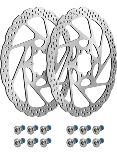 Image of 180mm Stainless Steel Bike Disc Brake Rotors, 2 Pack, 6-Bolt Mount, with 12 Mounting Bolts, for MTB Road BMX E-Bike