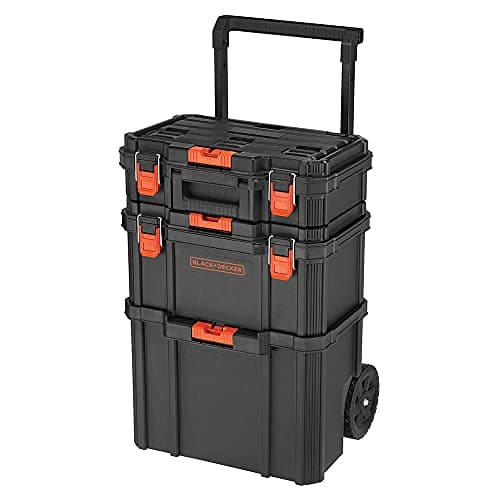 Image of beyond by BLACK+DECKER BLACK+DECKER BDST60500APB Stackable Storage System - 3 Piece Set (Small, Deep Toolbox, and Rolling Tote)