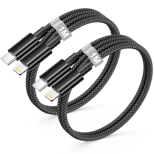 Image of iPhone Charger Cable 1M 2Pack,[Apple MFi Certified]USB C to Lightning Cable Nylon Braided iPhone cable Fast Charging USBC to Lightning Lead Wire Cord for iphone 14 13 12 11 X/XS/XR/8/7/SE,iPad,AirPods