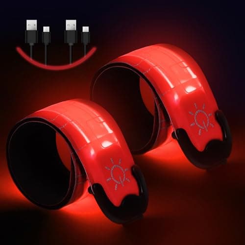 Image of flintronic 2 Packs Light Up Armband LED Slap Safety Armband for Kids Night Walking, LED Luminous Armband Magic Strap for Running, Cycling, Jogging, etc. (Red)