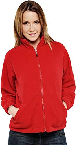 Image of Ladies Full Zip Classic Fleece Jackets Sizes 8 to 30 by MIG - Suitable for Work & Leisure (20 / XL - Extra Large, RED)