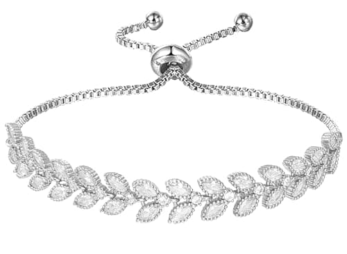 Image of Yiqeenho Women Tennis Bracelet Cubic Zirconia Bracelets Adjustable Gold/Silver Plated Bracelets Barley Silver