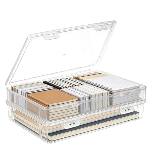 Image of Zocipro 2 Pack A4 Transparent Plastic Storage Boxes with Latching Lids, Multi-Purpose Stackable Paper Storage for Documents, Magazines, Scrapbooks, Photos, Art Supplie (31 x 22 x 5cm)