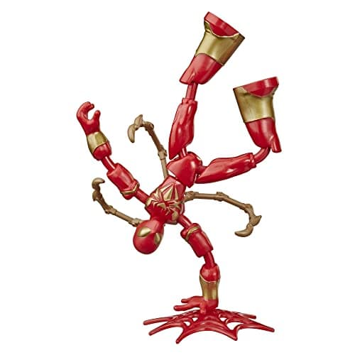 Image of Spider-Man Hasbro Marvel Bend and Flex Iron Spider Figure 15cm Bendable Figure Includes Effect Accessories Age 6+, Multicolor, 5.08 x 16.51 x 22.86 cm (E8972)