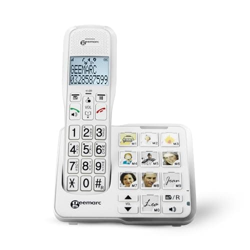 Image of Geemarc Amplidect 595 Photo Amplified Cordless Phone, Big Button Phone for Elderly with Photo Memories, SOS Function and Large Buttons for Seniors