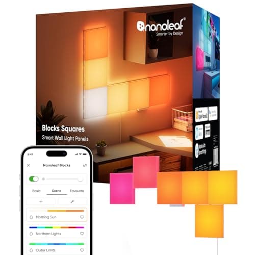 Image of Nanoleaf Blocks Squares Smarter Kit - WiFi Smart RGBW 16M+ Color LED Dimmable Gaming and Home Decor Wall Light Panels (6pk)