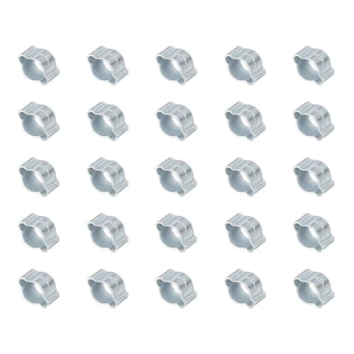 Image of PATIKIL 25 Pack 5-7mm Double Ear Hose Clamp, Galvanized Steel O Clip Crimp Rings for Fuel Petrol Pipe Tube Fitting Connections, Silver Tone