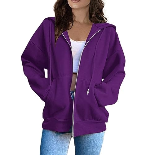 Image of Hoodies for Teen Girl Uk, Hoodies for Women UK 2024 Trendy Graphic Casual Comfy Drawstring Hooded Pullover with Pockets Winter Outfits Oversized Y2K Sweatshirts Gifts for Mum,Dark Purple,M,U35K