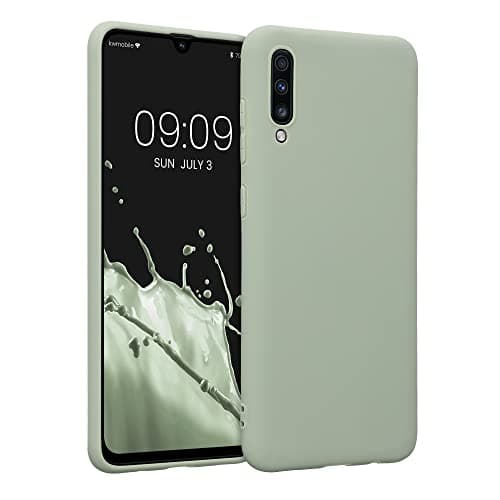 Image of kwmobile Case for Samsung Galaxy A70 Case - Soft Cover - Shockproof TPU Material - Wireless Charging - Gray Green