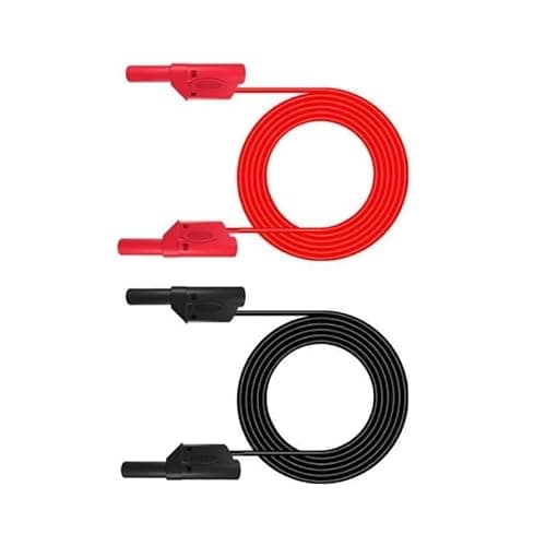 Image of Aofan 2Pcs 4mm Double-ended Stackable Multimeter Banana Plug Test Leads Wire for Laboratory Electric Testing- 1m(Black & Red)