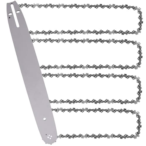Image of 16 Inch Chainsaw Chain with Chainsaw Guide Bar 57 Drive Links .050" (1.3 mm) Gauge, 3/8" LP Pitch Replacement Low-Kickback Chains 16" Chainsaw Bar(4 Chains+1 Bar)