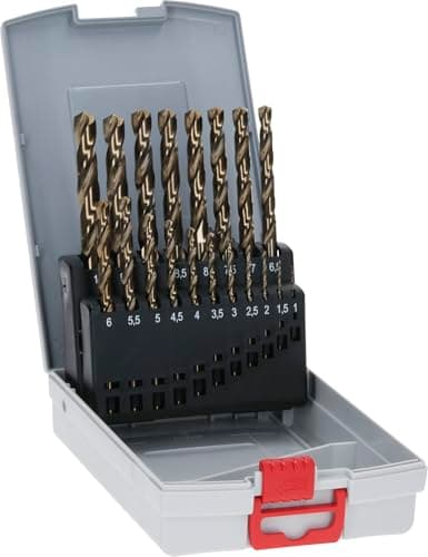 Image of Bosch Professional 2608587014 19-Piece HSS-Cobalt ProBox Metal Drill Bit Set (for Stainless Steel, Accessories for Drill Drivers), Gold, 1mm-10mm