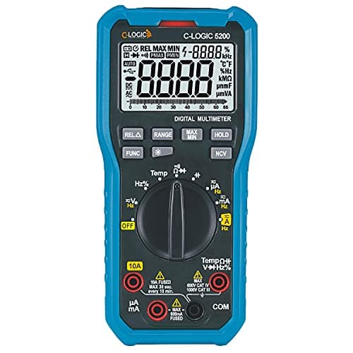 Image of C-LOGIC 5200 Professional Digital Multimeter CAT IV 600V / CAT III 1000V, 6600 Counts, NCV, 1000V AC/DC, 10A, Temperature, Capacitance, Frequency, Auto Range