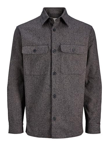 Image of Jprrayle Melange Solid L/S Overshirt Sn, Black, L