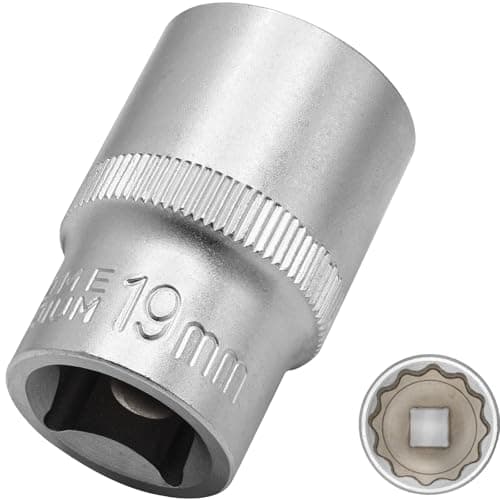 Image of DAKCOS 19mm Spline Socket 1/2" Drive Multi-Tooth 12 Ponit Socket Spanner,CR-V, Mat Chrome Finis
