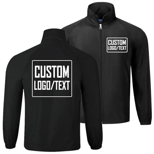 Image of WUWWUT Personalised Waterproof Windbreaker Jacket Custom Logo Rain Coat with Full Zip for Outdoor & Workwear