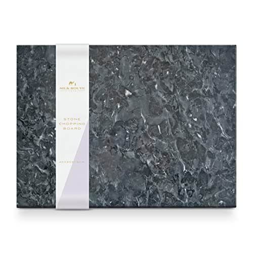 Image of Silk Route Home Black Marble Chopping Board - 100% Natural Marble Cutting Board for Kitchen & Food Prep 40 x 30cm