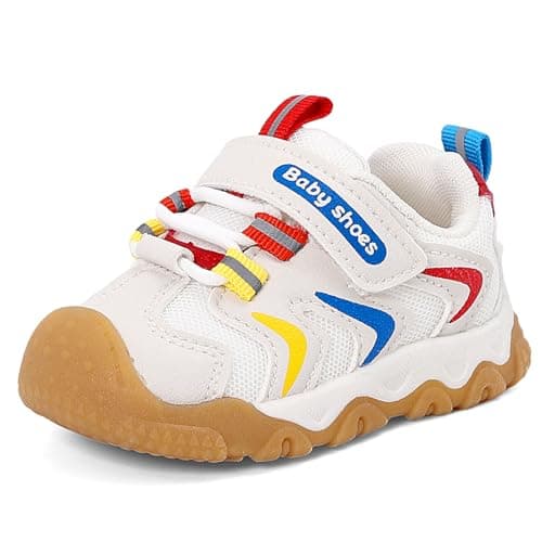 Image of Cheerful Mario 1-5 Years Baby Boys Girls First Walking Shoes Toddler Trainers Sneakers Antislip Lightweight Little Kids Outdoor Shoes Beige 7 UK Child