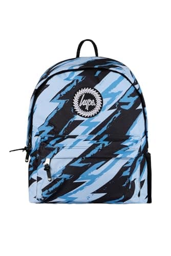 Image of Hype Boys Backpack, Blue Iconic Style with Lightning Scribbles, School Bag for Kids, Comfortable Rucksack with Bottle Holder, 3 Storage Compartments, Padded, Adjustable Straps & Grab Handle