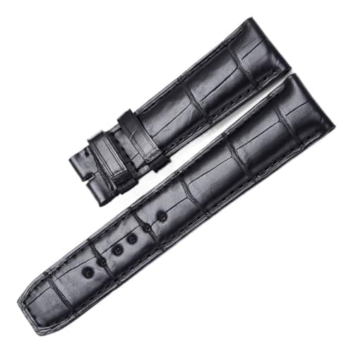Image of PNESHGTT Compatible With BAUME ,MERCIER CLASSIMA 8688,8592 ALLIGATOR WATCH STRAP(Black Yellow,20mm)