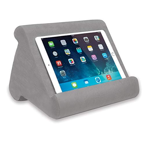 Image of JML Pill-O-Pad Tablet Stand - Tri-Ledge, Lap Mounted, Soft Tablet Holder with Side Pocket - Compatible with iPad, Kindle and More, Sturdy and Lightweight, for Women & Men - Light Grey