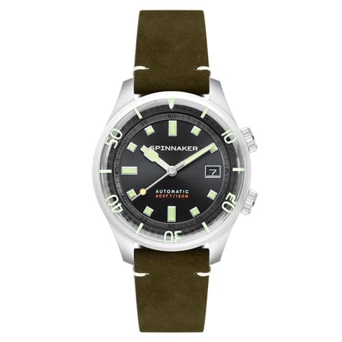 Image of Spinnaker Men's 42mm Bradner Automatic Olive Watch with Leather Strap SP-5062-02