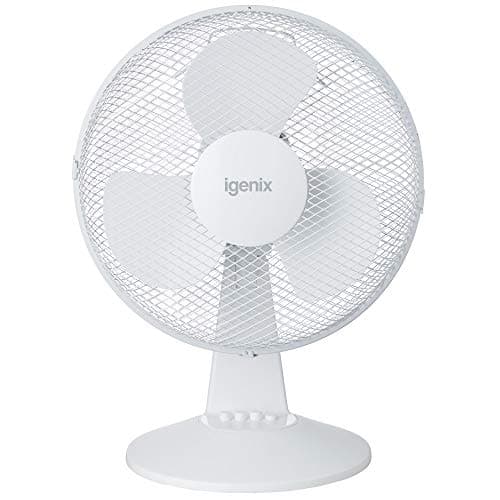 Image of Igenix DF1210 12” Portable Desk Fan – 3 Speed Settings, Quiet Oscillating Airflow, Compact Desktop or Bedside Cooling – Ideal for Home & Office – White