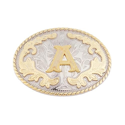 Image of NICENEEDED Western Belt Buckle, Initial Letters A Cowboy Belt Buckle, Vintage Belt Buckle Replacement Rodeo Buckles for Men & Women