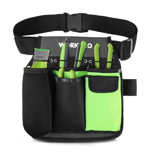 Image of WORKPRO Tool Belt for Garden Tools, 600D Oxford Multifunctional Belt with 5 Pockets, for Gardeners, Electricians, Mechanics & DIYers