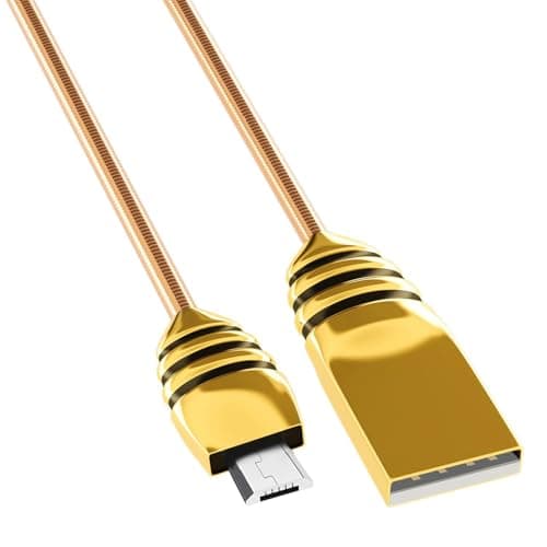 Image of USB to Micro USB Cable 1M, Braided Micro USB Charging Cable Android Charger Cable Data Sync Lead, Micro USB Charger Cable for Samsung Galaxy S7/S6 Edge, J6, Sony, Huawei, Tablets, PS4 (Gold)