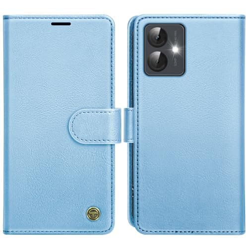 Image of AIMOYU for Motorola Moto G14 Case, Flip Wallet Leather Phone Case with [4 Card Slots] [Kickstand] [RFID Blocking] Magnetic Protective Shockproof Cover for Motorola Moto G14 Phone Case - Sky Blue