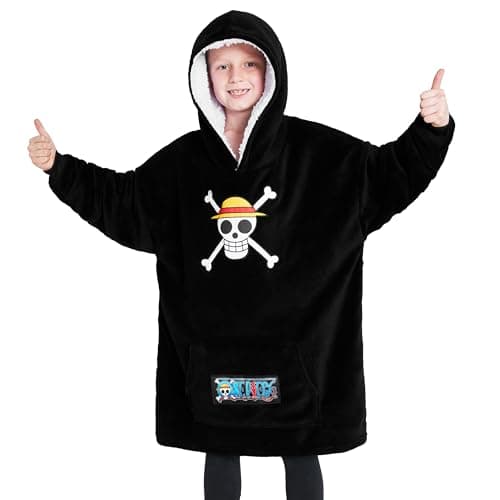 Image of One Piece Fleece Hoodie Blanket for Boys Teenagers - One Size Kids Oversized Hoodie Sherpa-Lined Hood Gifts for Boys