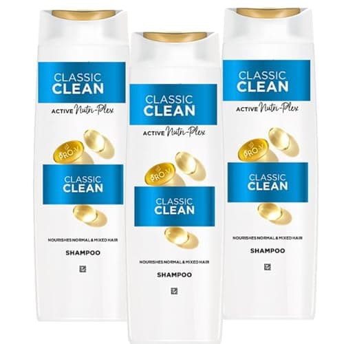 Image of Pten Classic Clean Shampoo 325ml – Daily Hair Cleanser for All Hair Types, Removes Build-Up, Leaves Hair Fresh, Soft & Manageable with Pro-V Formula (3 x Bottle)